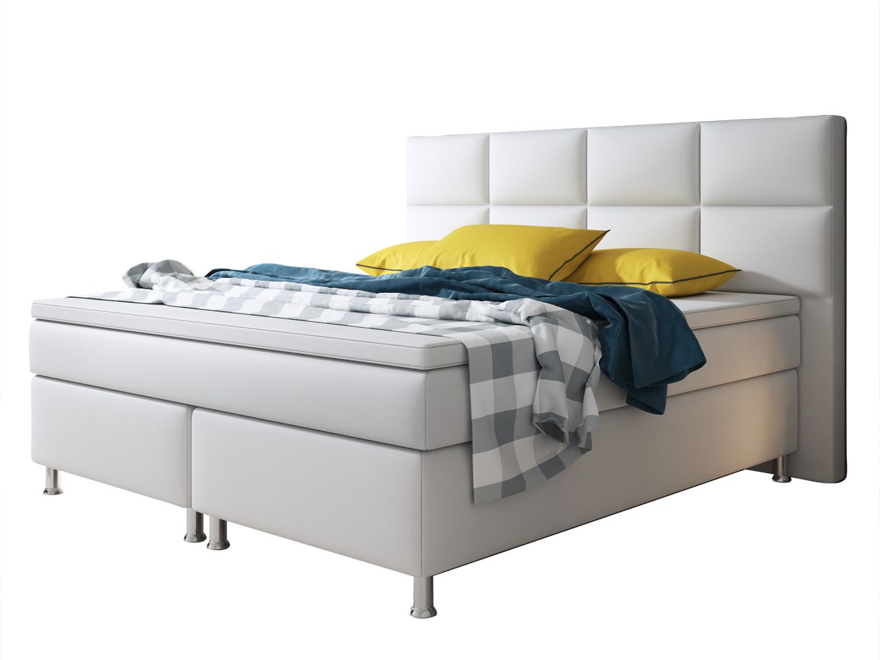 IHG Boxspringbett Miami 180x200 cm Kunstleder Weiß