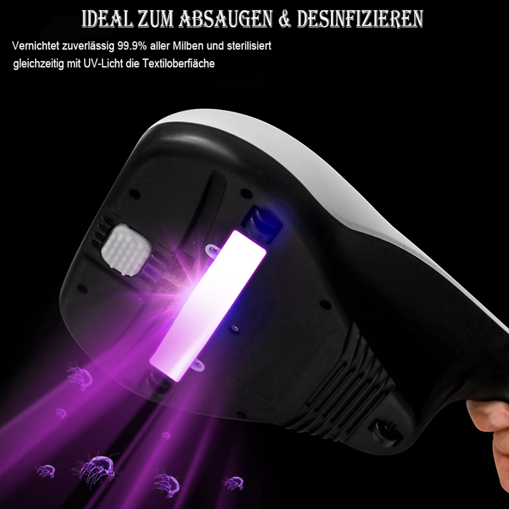 Mutoy Matratzenreinigungsgerät Milben-Handstaubsauger,Milbensauger Milbenstaubsauger, HEPA Filter,entfernt 99,9% Aller Milben,für Matratzen,Betten