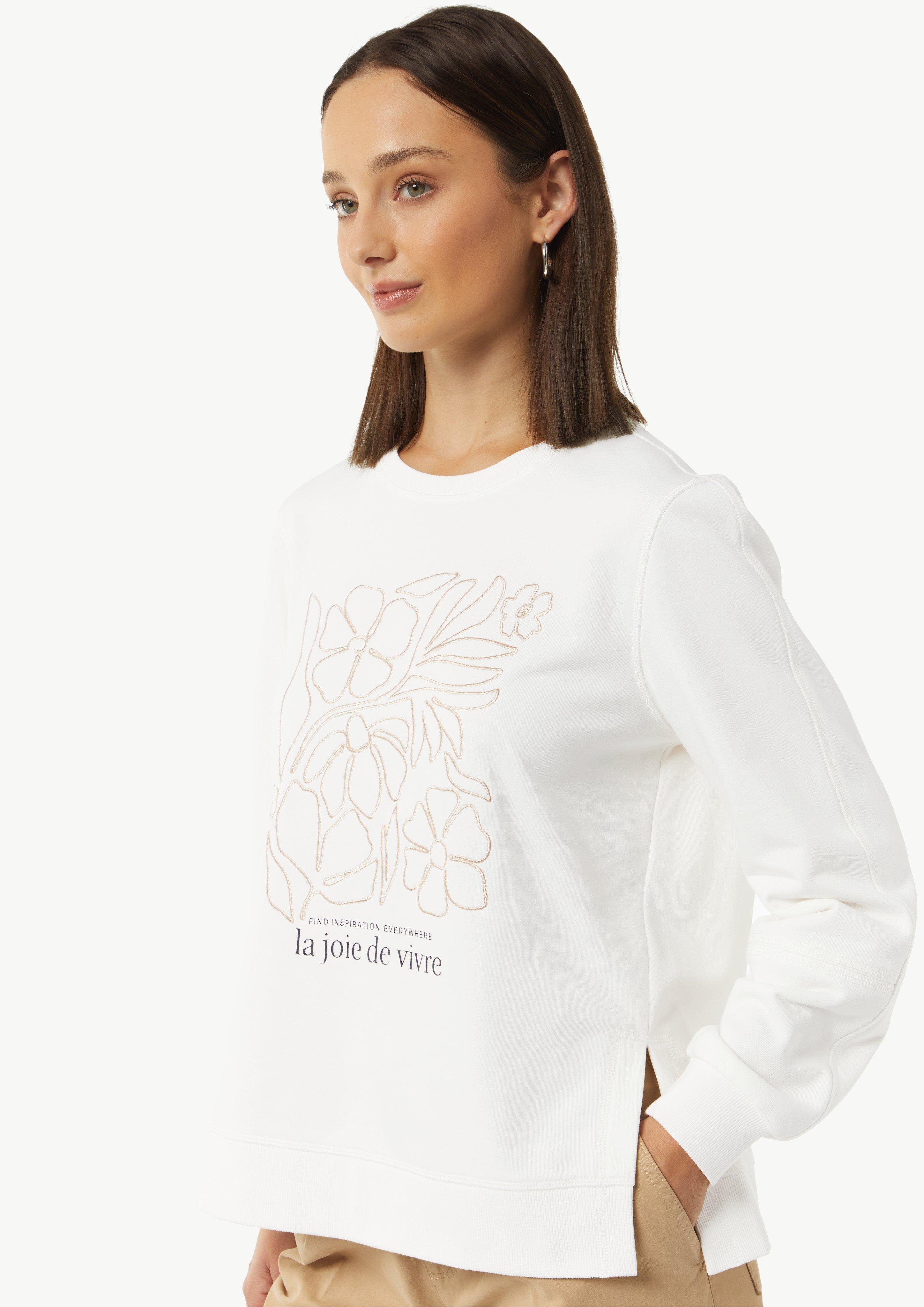 Sweatshirt mit Artwork und seitlichen Schlitzen - weiß