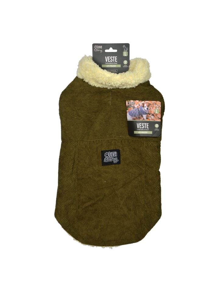 dynamic24 Hunde Mantel Cord Winterjacke Hundemantel  in Khaki günstig kaufen 35