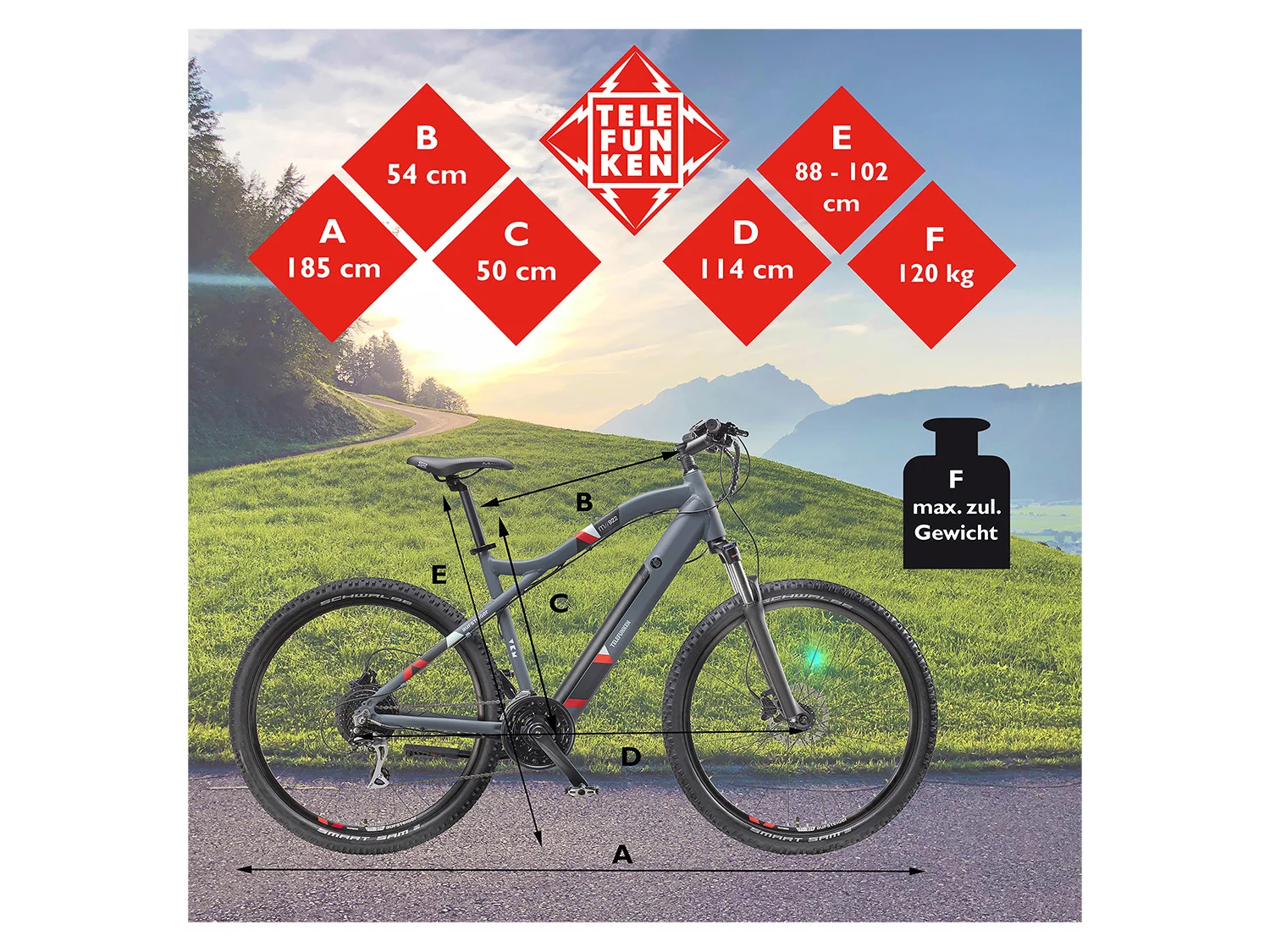 TELEFUNKEN E-Bike Mountainbike »Aufsteiger M922«, MTB, 27,5 / 29 Zoll