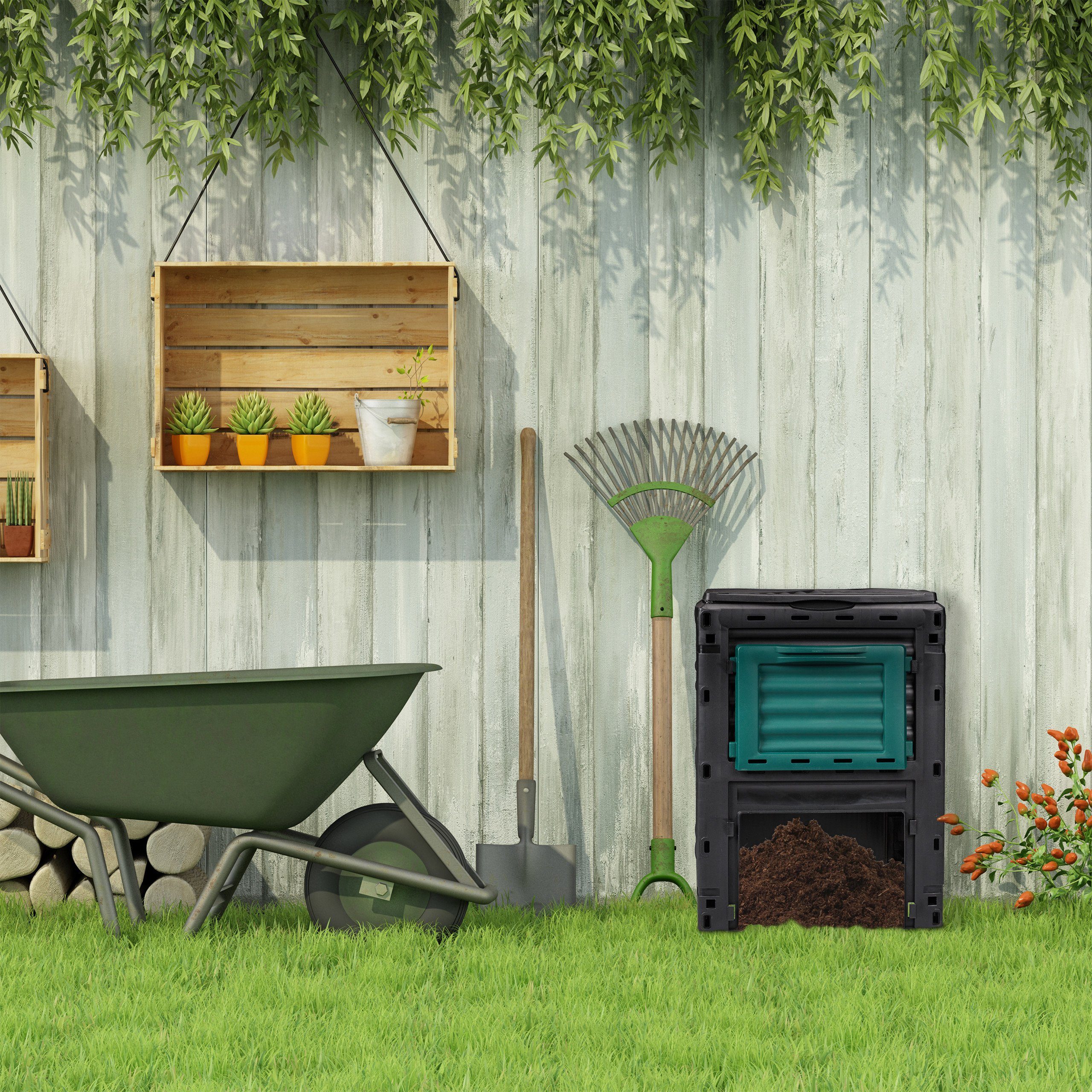 relaxdays Schnellkomposter Komposter aus Kunststoff 230 l, BxTxH: 60x57x80 cm