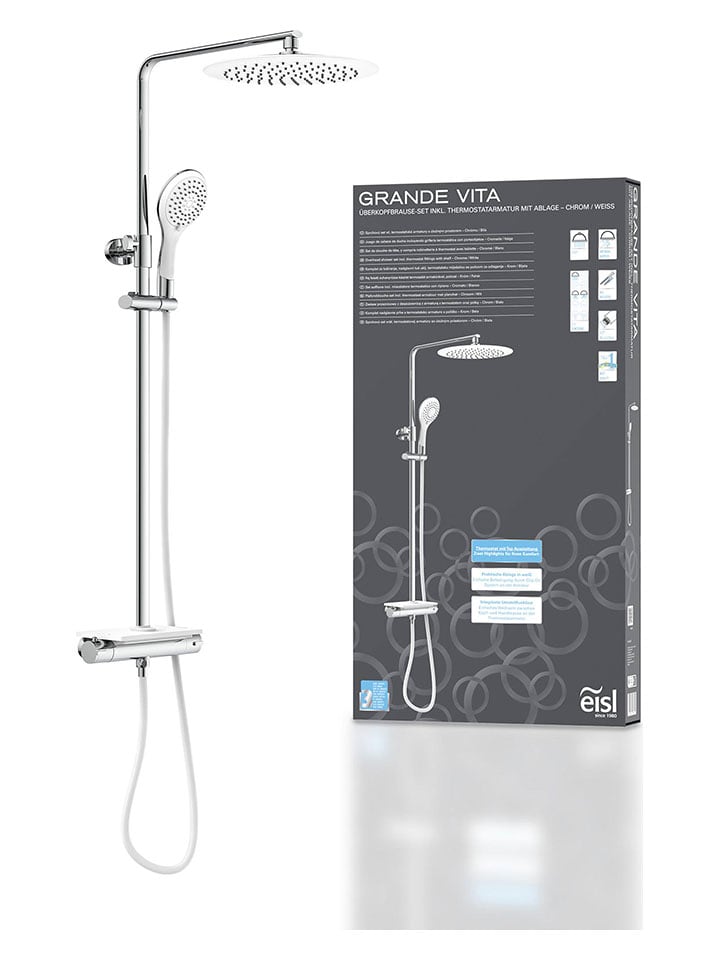 Schütte Überkopfbrauseset mit Thermostat-Armatur ''Grande Vita'' in Silber/ Weiß günstig kaufen onesize