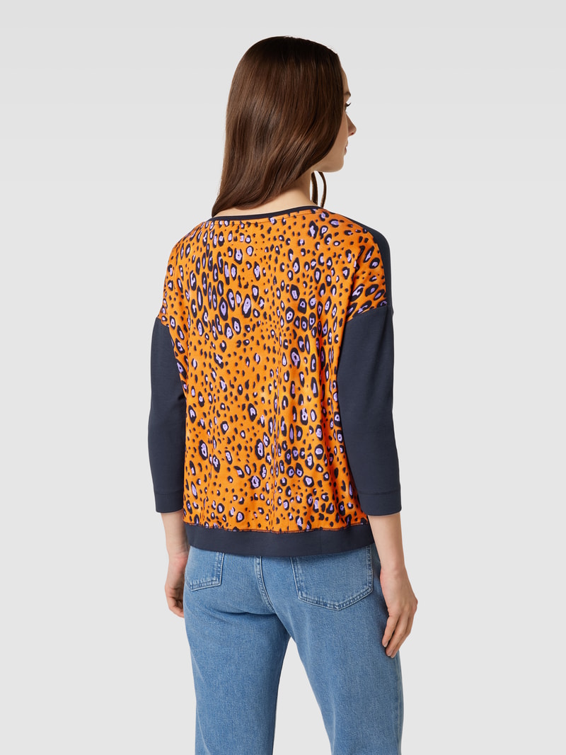 Longsleeve aus reiner Viskose mit 3/4-Arm in marineblau
