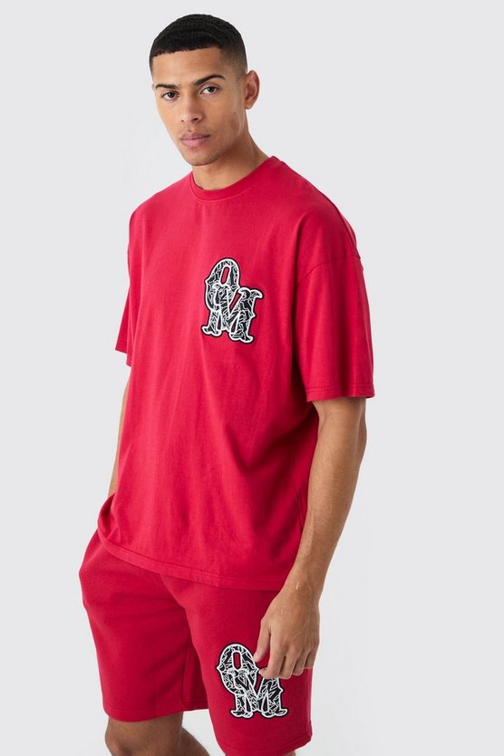 Oversize T-Shirt mit Applikation & Shorts