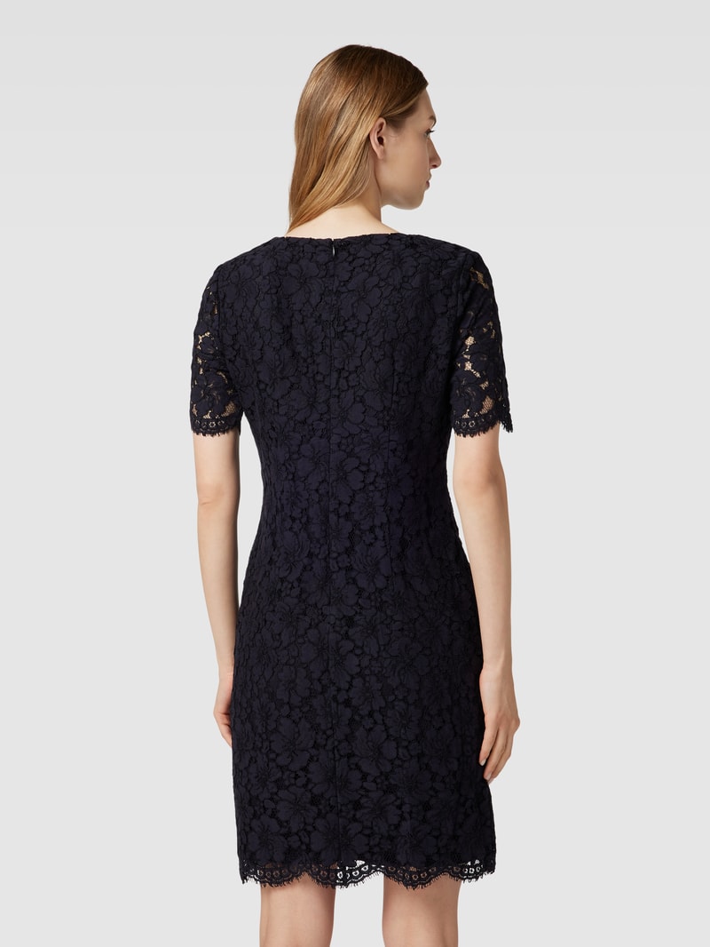 Cocktailkleid aus Spitze mit floralem Allover-Muster in marineblau
