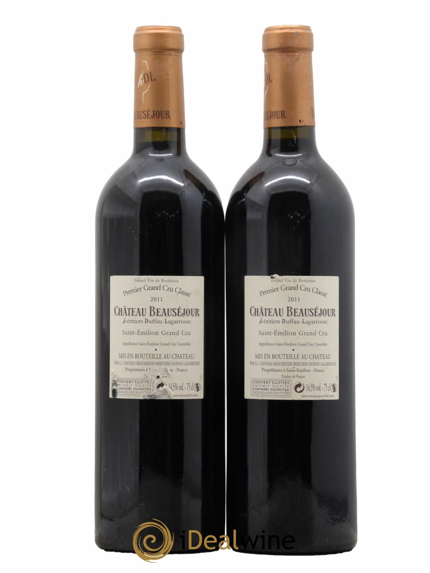 Château Beauséjour (Duffau-Lagarrosse) 1er Grand Cru Classé B  2011 - Lot de 2 Bouteilles