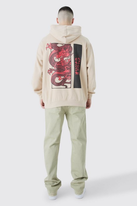 Tall Oversize Hoodie mit Drachen-Print