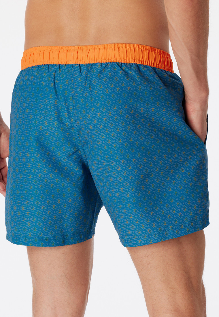 Badeshorts Webware Rauten gemustert orange - Casual Swim