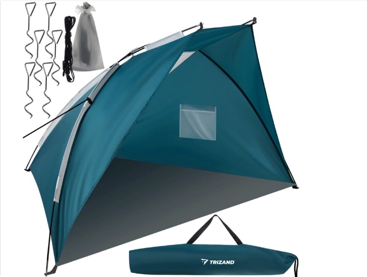 ISO TRADE Strandmuschel Strandmuschel Pop Up UV Schutz 220x120x120cm Wurfzelt leicht 20975, Personen: 2