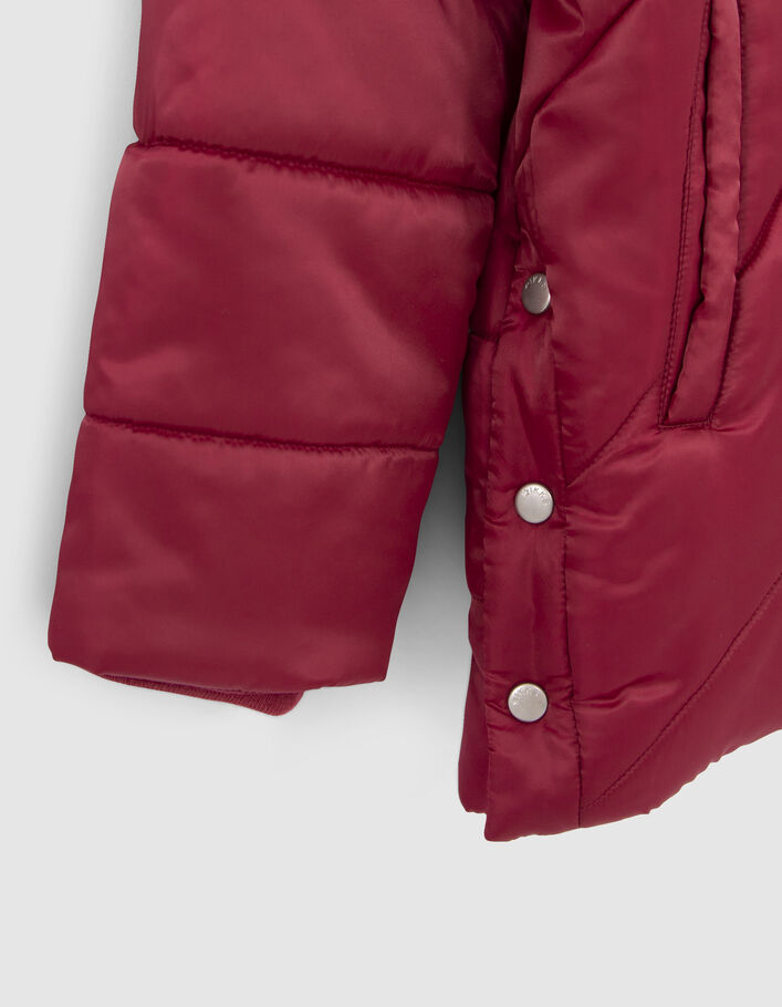 Doudoune bordeaux nylon matelassé fourrée à capuche fille