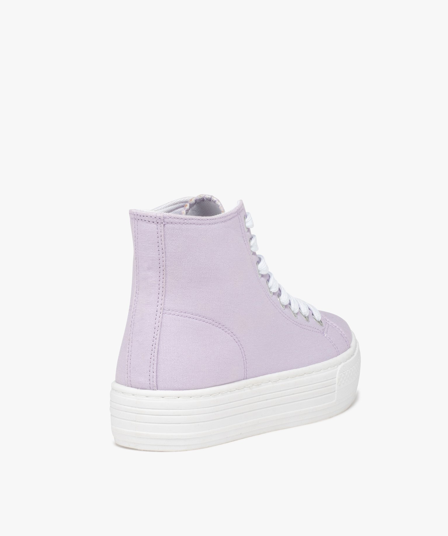 Baskets femme mid-cut en toile à semelle plateforme violet | GEMO