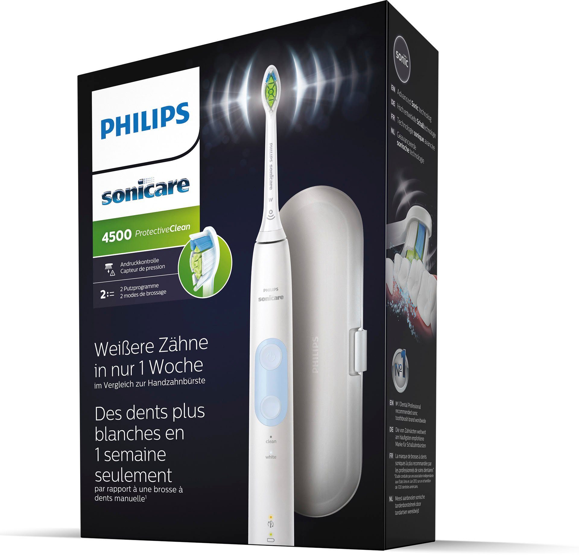 Philips Sonicare Elektrische Zahnbürste HX6839/28, Aufsteckbürsten: 1 St., Protective Clean 4500, mit 2 Putzprogrammen