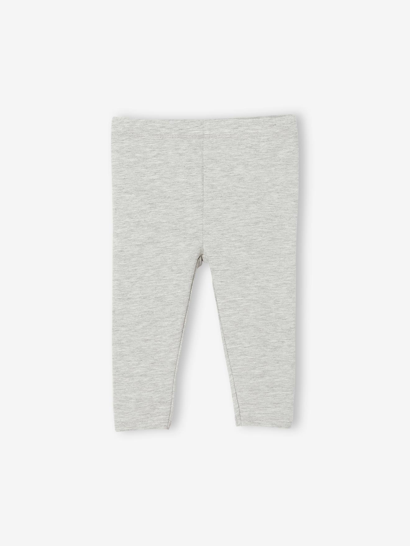 Lot de 2 leggings longs bébé fille BASICS gris chiné
