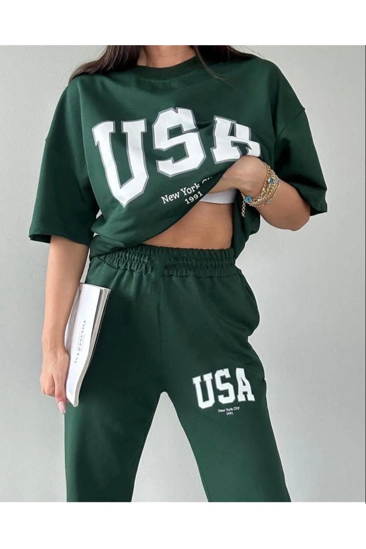 AFROGİYİM  Zweiteiler - Grün - Oversized