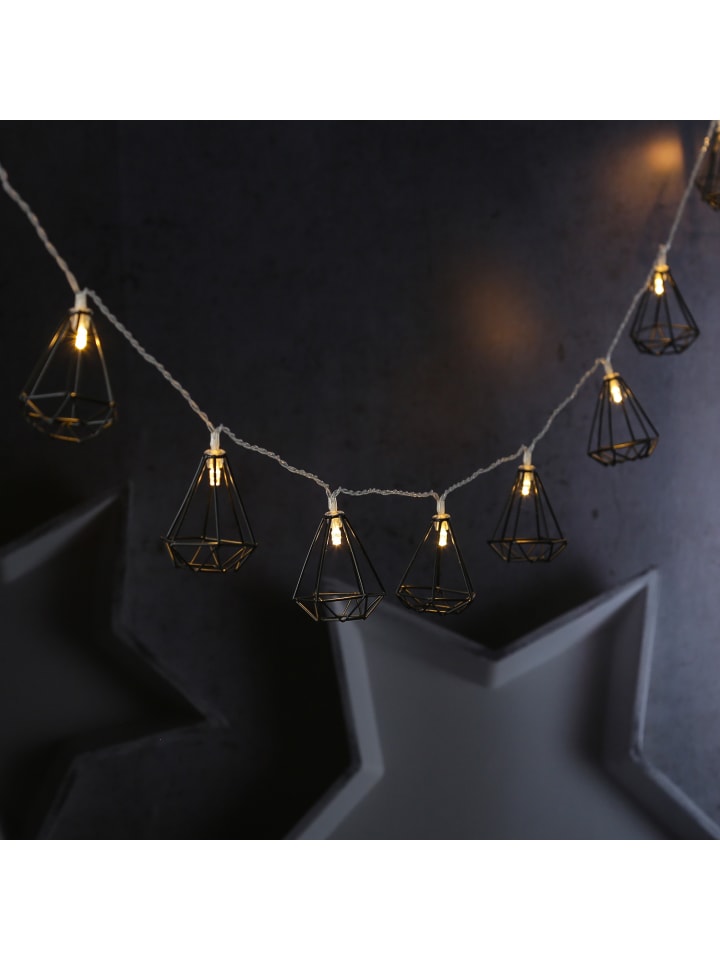 MARELIDA LED Lichterkette DIAMANT 10 kleine beleuchtete Rubine L: 1,6m in schwarz günstig kaufen onesize