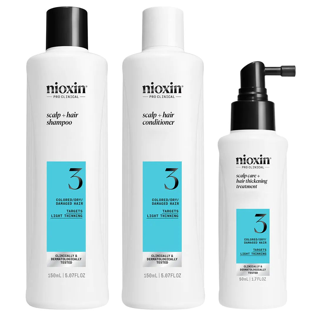 Nioxin System 3, Κιτ Καθαρισμού για Βαμμένα, Ελαφρώς Αραιά Μαλλιά