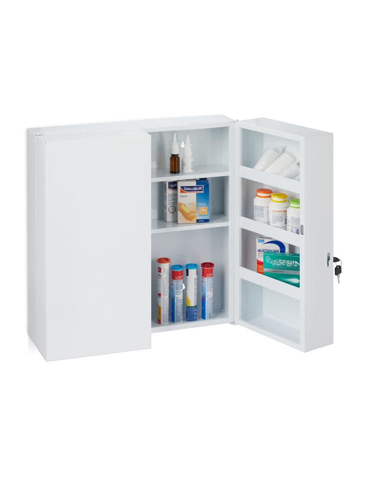 relaxdays Medizinschrank in Weiß - (B)52,5 x (H)53 x (T)19,5 cm günstig kaufen onesize