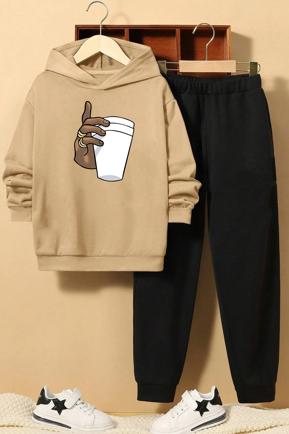 uyguntarz  Tupac Kaffee-Trainingsanzug-Set für Kinder