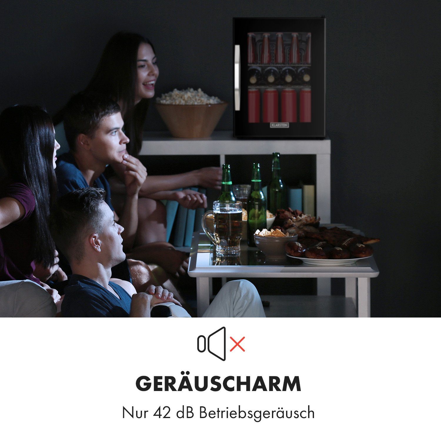 Klarstein Getränkekühlschrank HEA-Beersafe-M-OX 10034847A, 54 cm hoch, 40.5 cm breit, Mini Kühlschrank ohne Gefrierfach klein Getränkekühlschrank Glastür