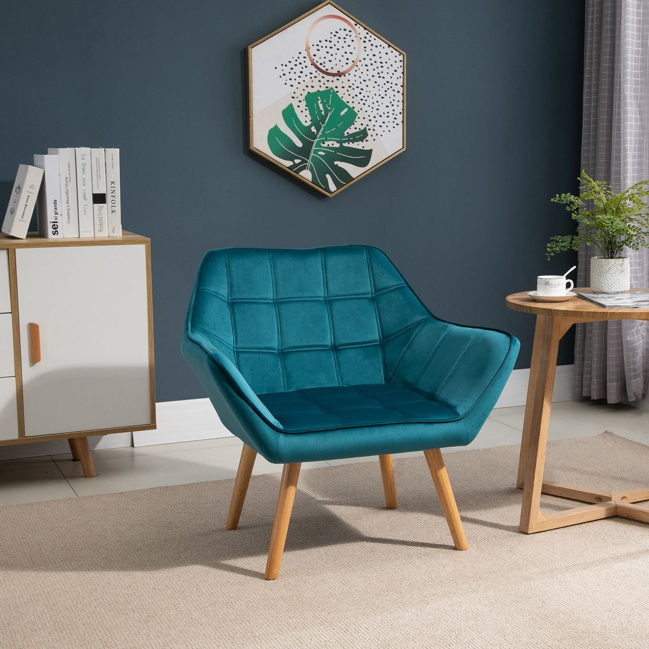 HOMCOM Einzelsessel Ohrensessel Relaxsessel Grün 68,5 x 61 x 72,5 cm