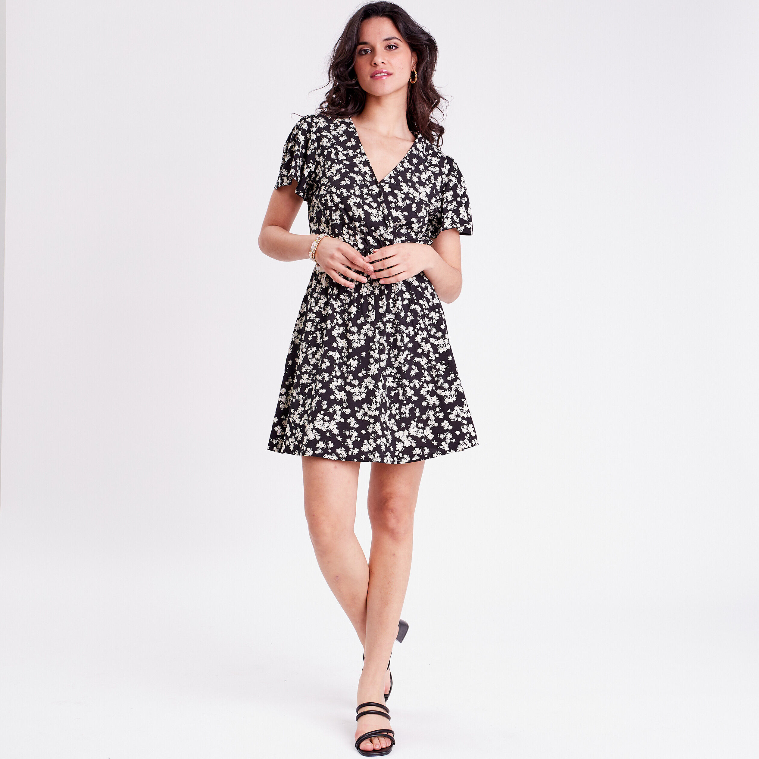 Robe évasée fluide noir femme | Cache Cache