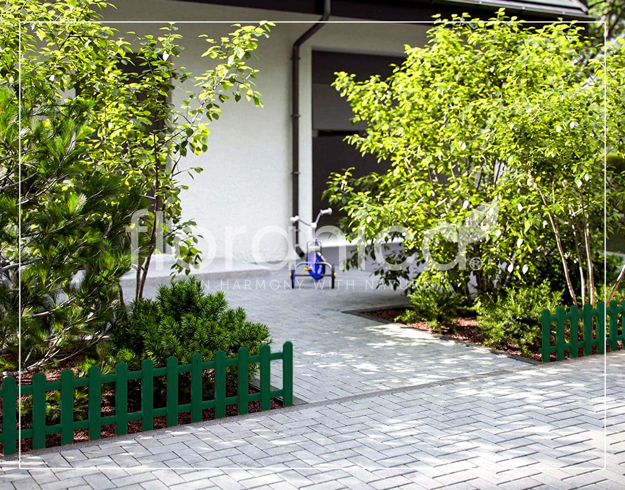 Pemicont Floranica Vorgarten Gartenzaun aus Holz Vampir 1 STK 104cm Höhe 20cm Grün Imprägnierter Kieferholzzaun Dekorativer Steckzaun für Blumenbeete Gemüsebeete Wegeinfassungen Tierauslauf