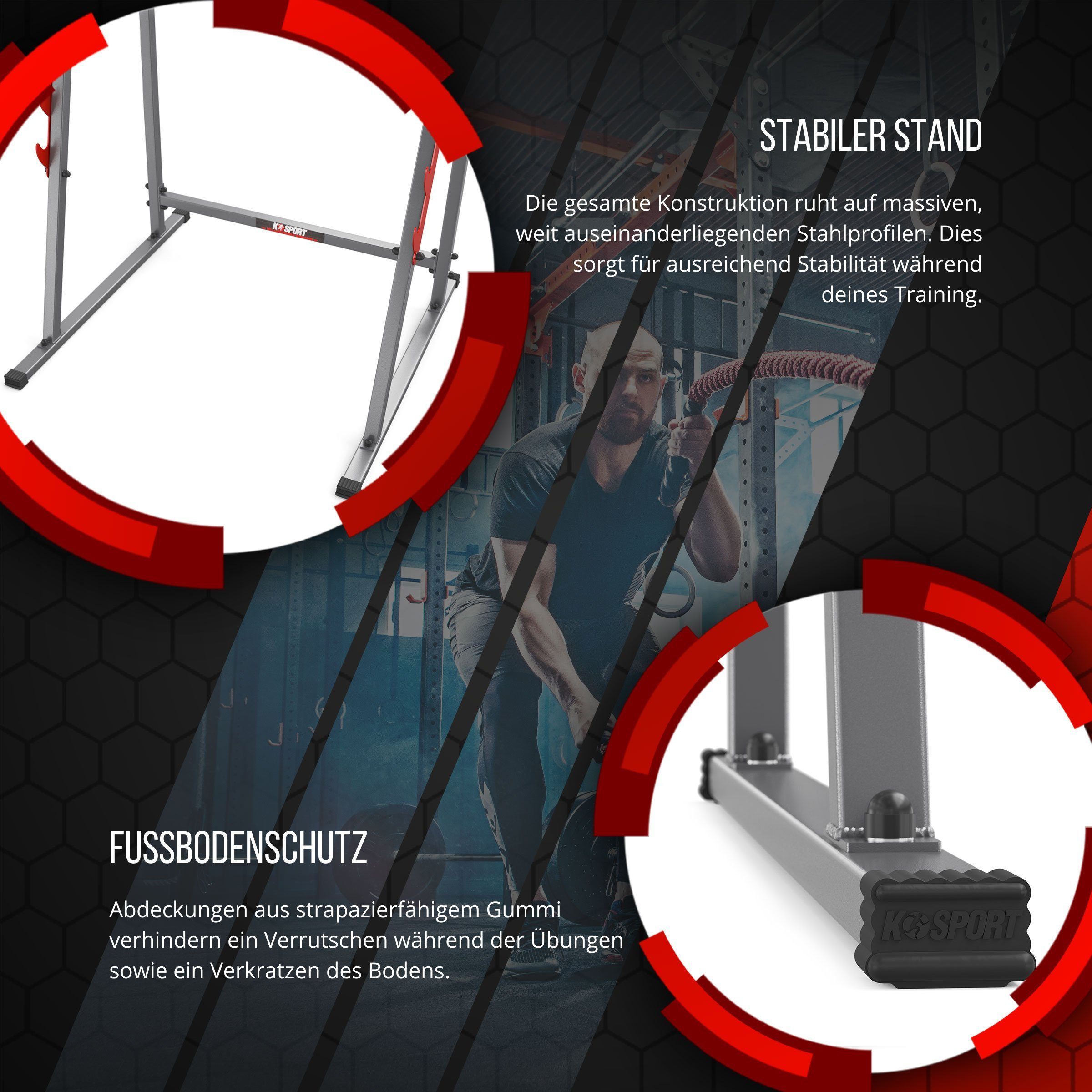 K-SPORT Kraftstation Langhantelablage bis 280 kg belastbar, (Squat Rack, Kniebeugeständer), Made in EU!