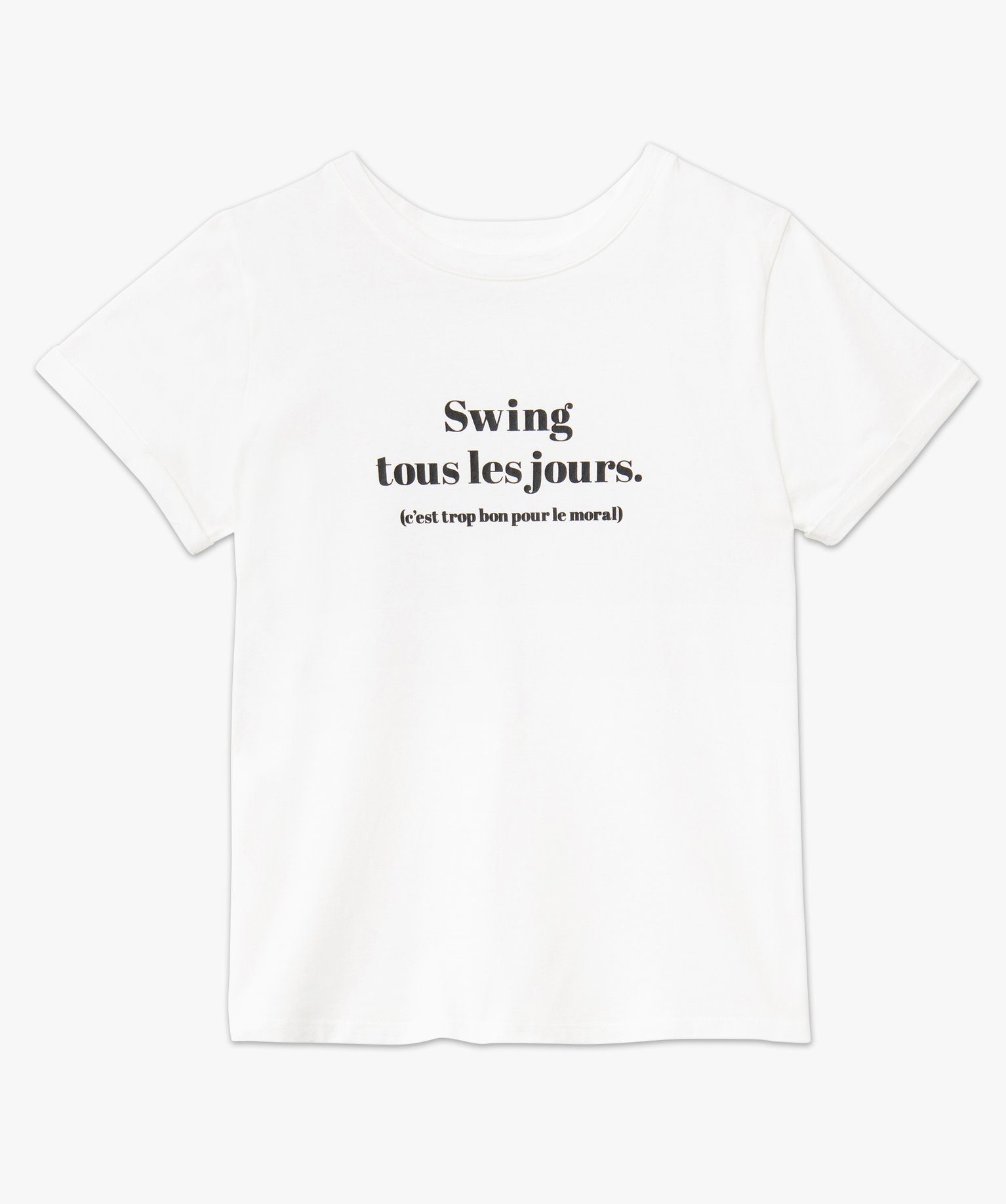 Tee-shirt femme à manches courtes avec message blanc | GEMO