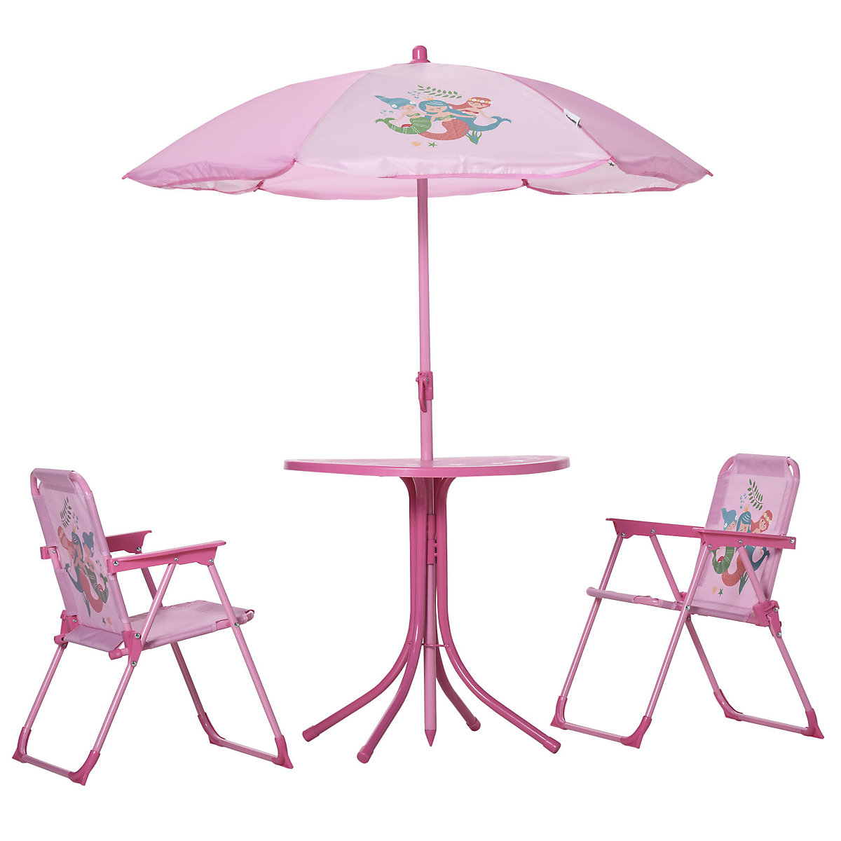 Kindersitzgruppe mit Tisch und Sonnenschirm