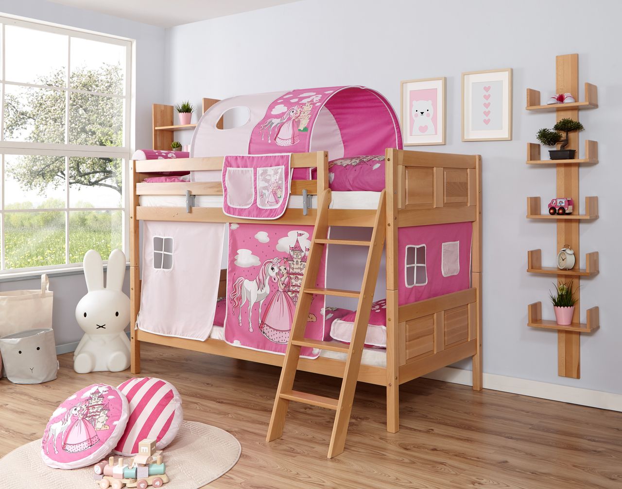 Ticaa Etagenbett Erni Country Buche Horse-Pink,A3