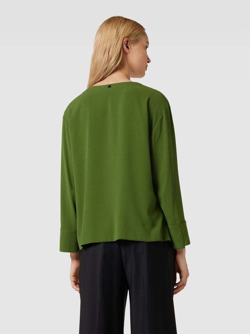 Blusenshirt in unifarbenem Design mit Schlüsselloch-Ausschnitt in grün
