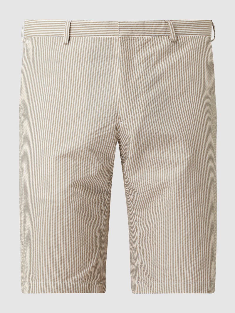 Slim Fit Chino-Shorts aus Seersucker in beige
