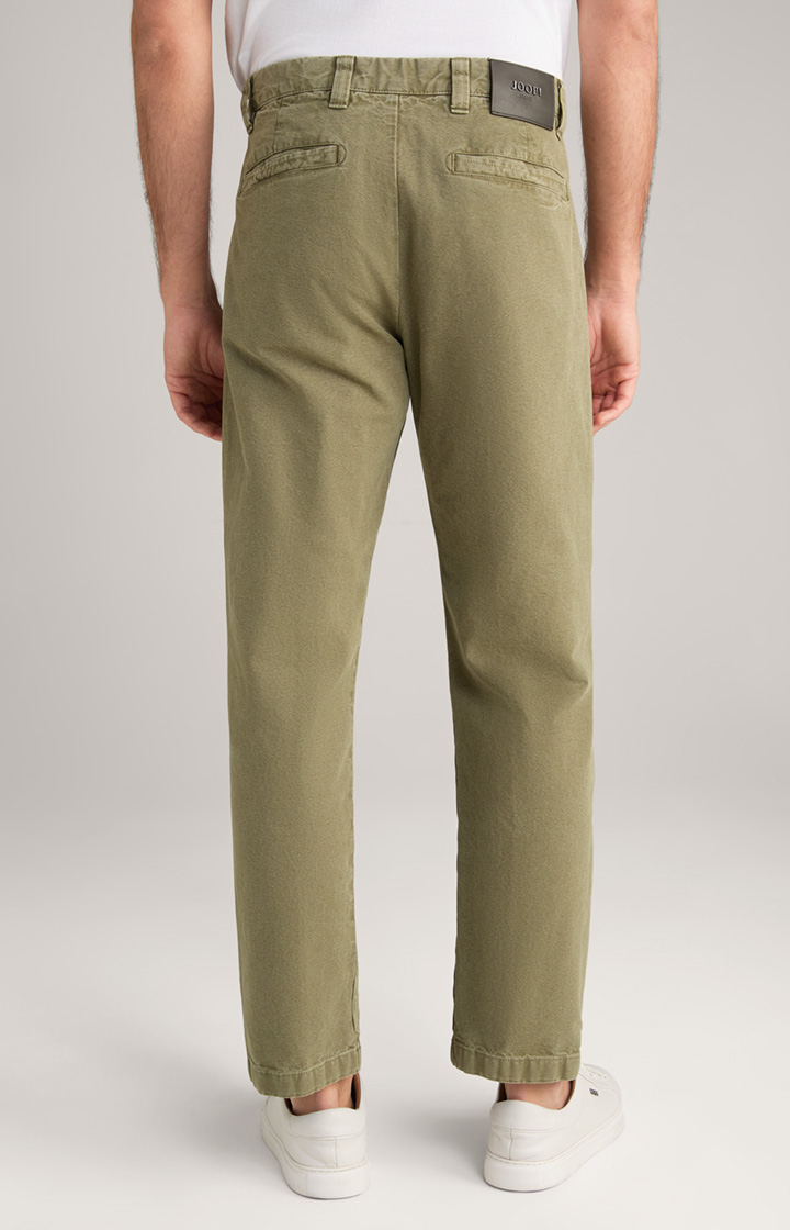 Baumwoll-Chino Len in Oliv