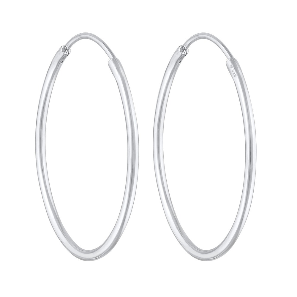 Elli Elli Boucles d'Oreilles Femme Creoles ronde Basic Classic en argent sterling 925  Boucles d'oreilles