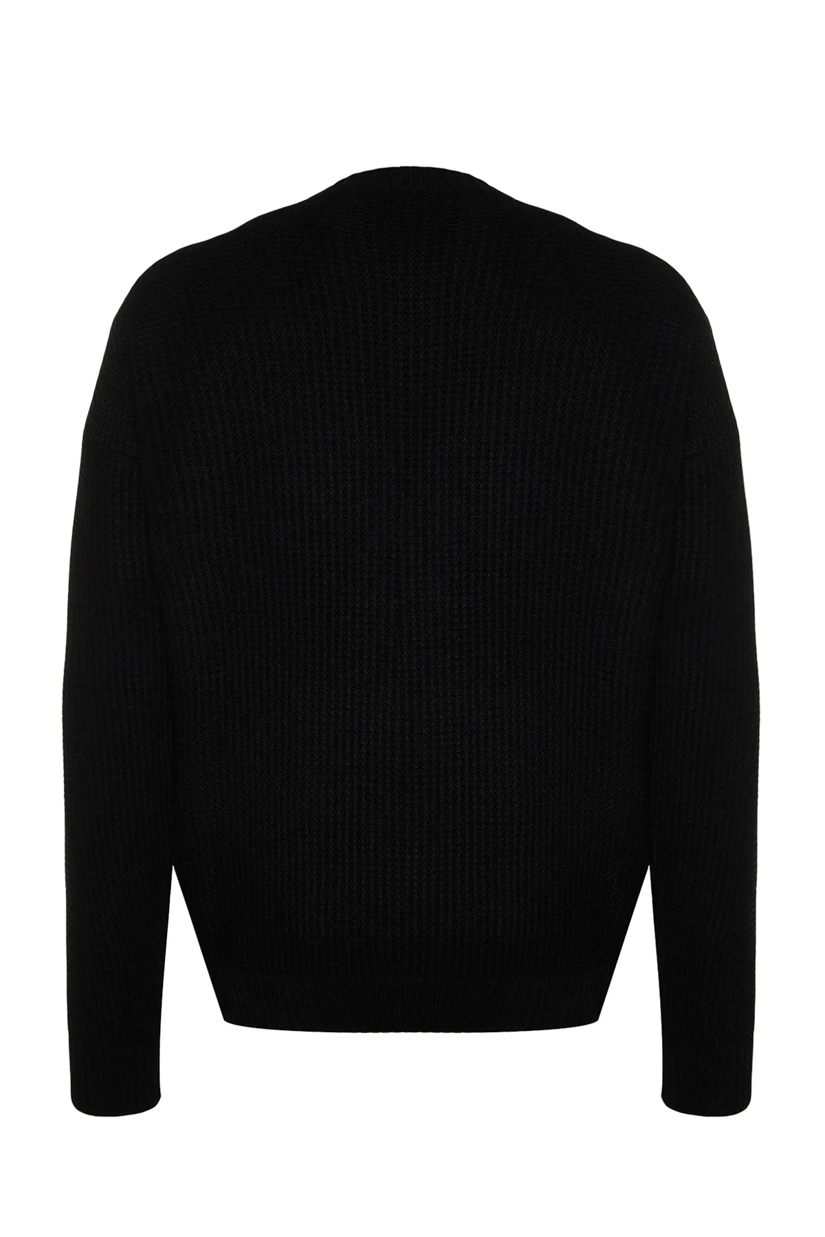 Trendyol Collection  Schwarzer Strickpullover mit Rundhalsausschnitt und bestickter Oversize-Passform, weiter Passform TMNAW24KZ00032