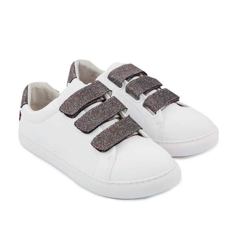 Baskets en cuir Edith blanc/glitter multicolor