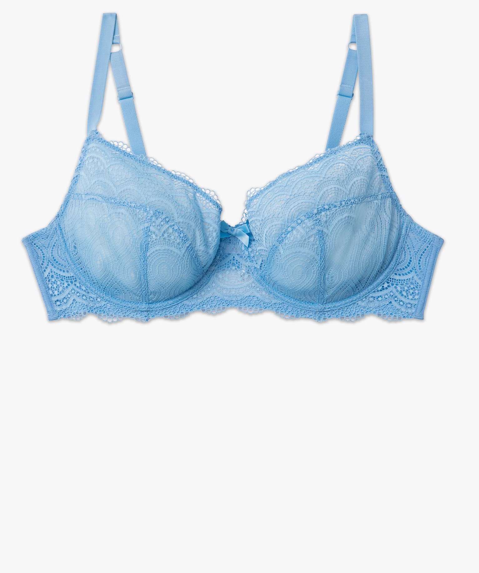 Soutien-gorge emboitant grande taille à armatures en dentelle bleu | GEMO