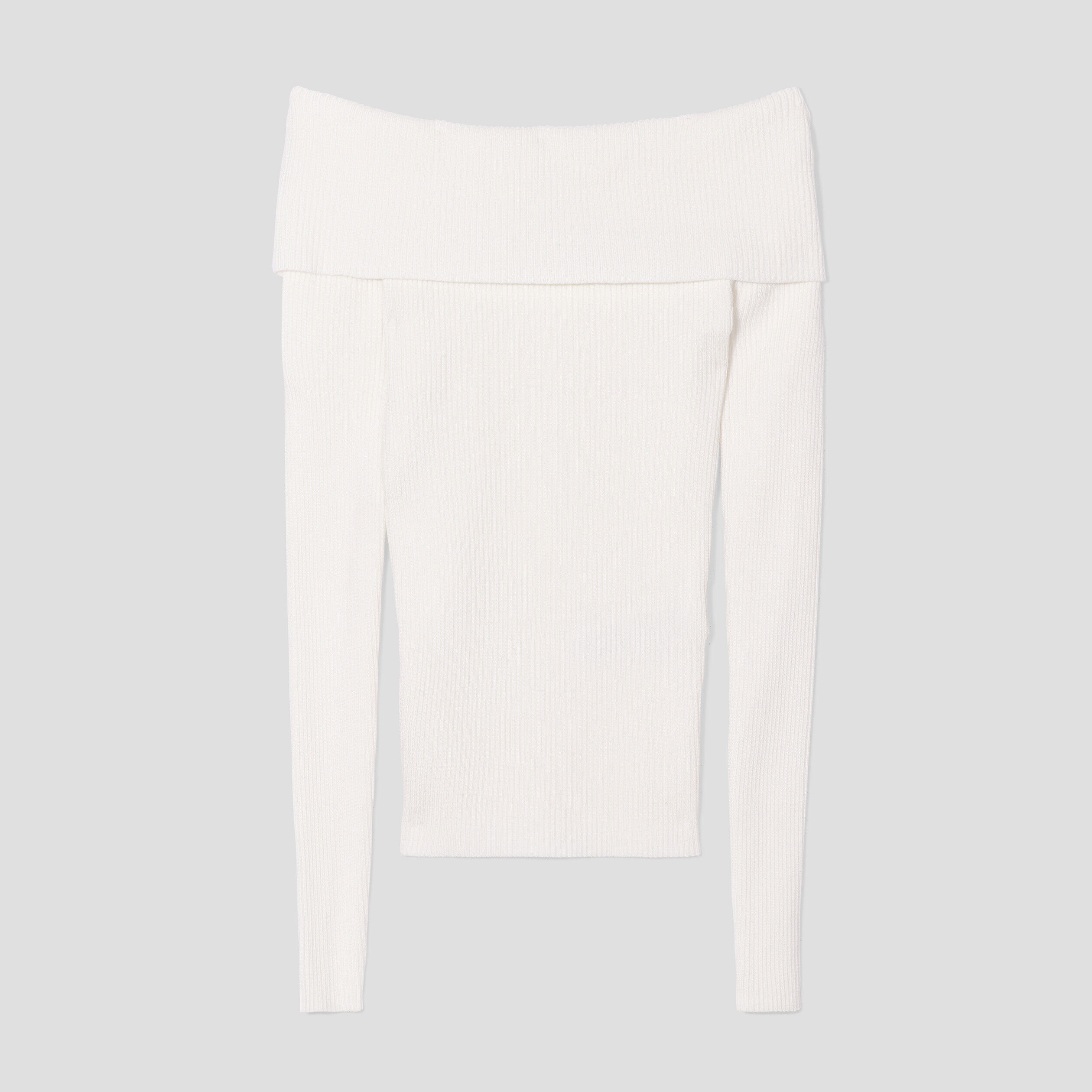Pull col bardot côtelé ecru femme | Cache Cache