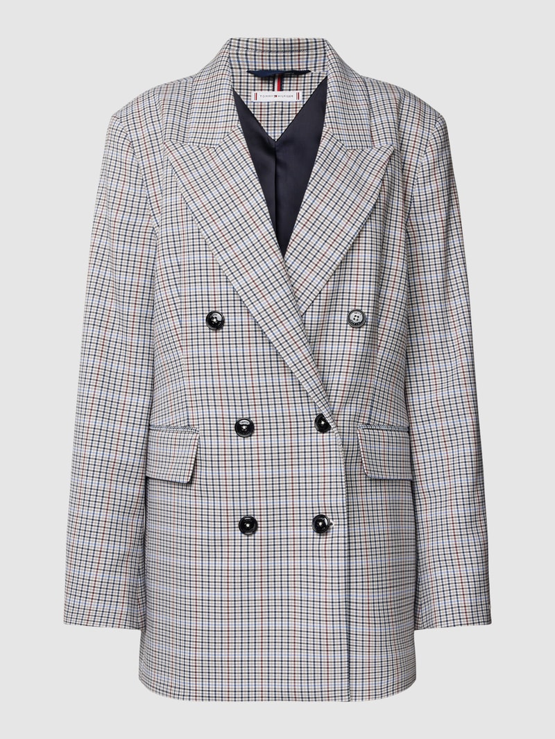 Relaxed Fit Longblazer mit Glencheck-Muster in hellgrau