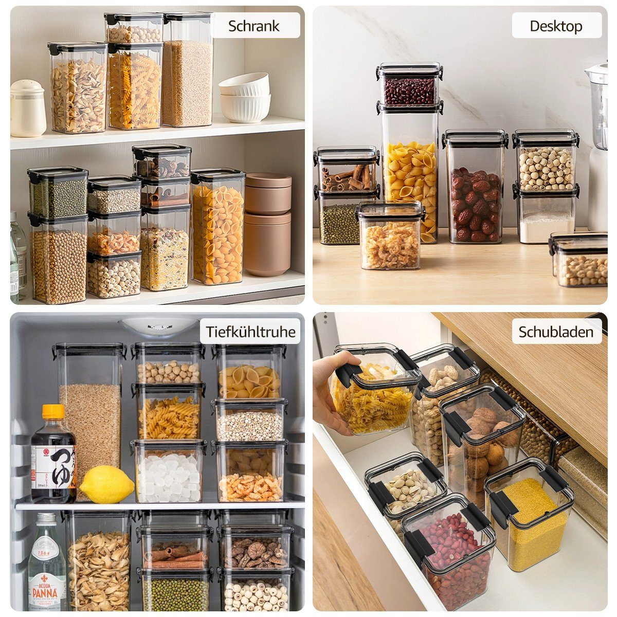 MULISOFT Vorratsdose, (460ml 900ml 1300ml 1800ml wählbar, 1-tlg., Frischhaltedosen BPA frei), Kunststoff Gewürzdosen Luftdicht Aufbewahrungsdosen Set