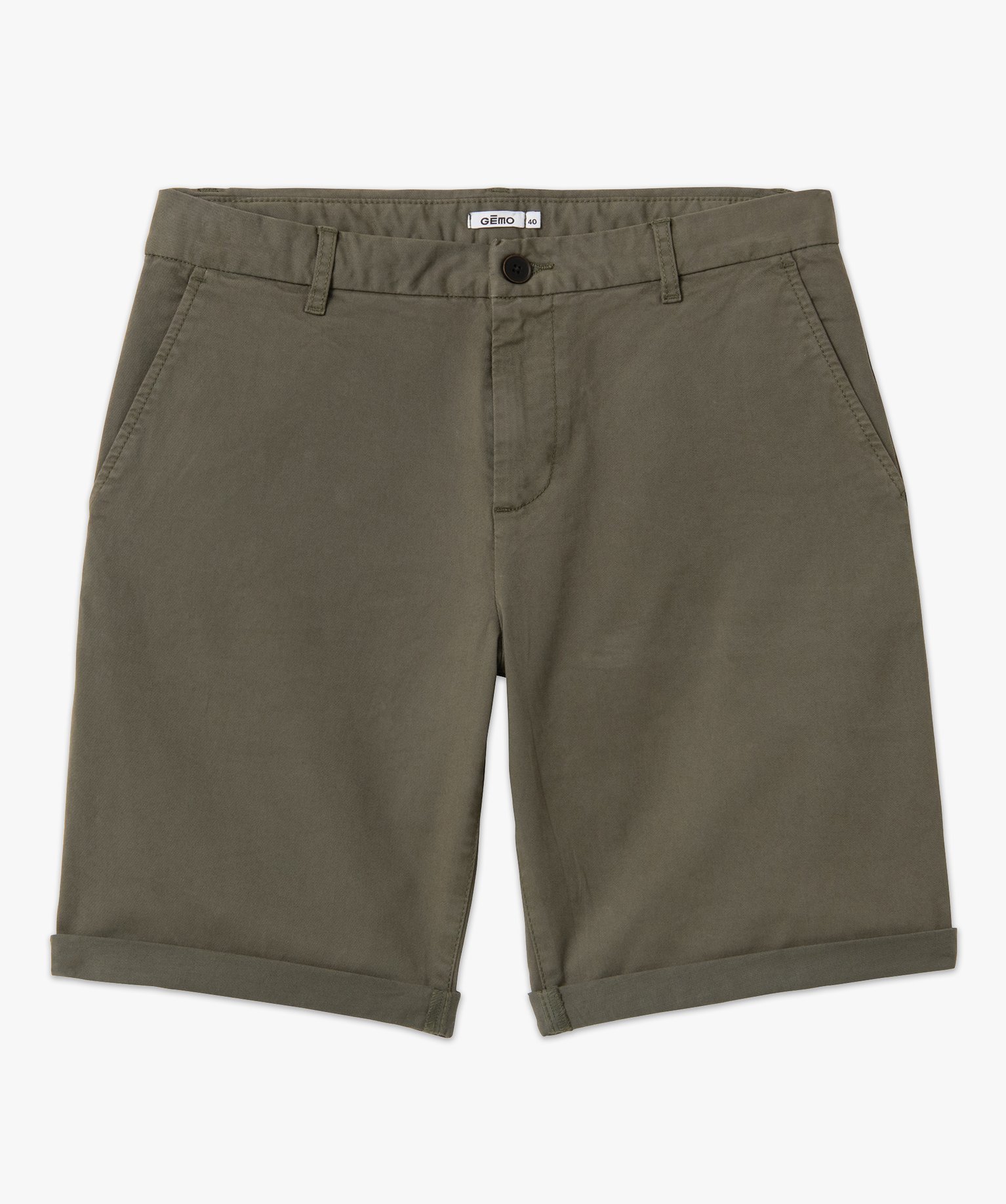 Bermuda homme en toile extensible 5 poches coupe chino kaki | GEMO