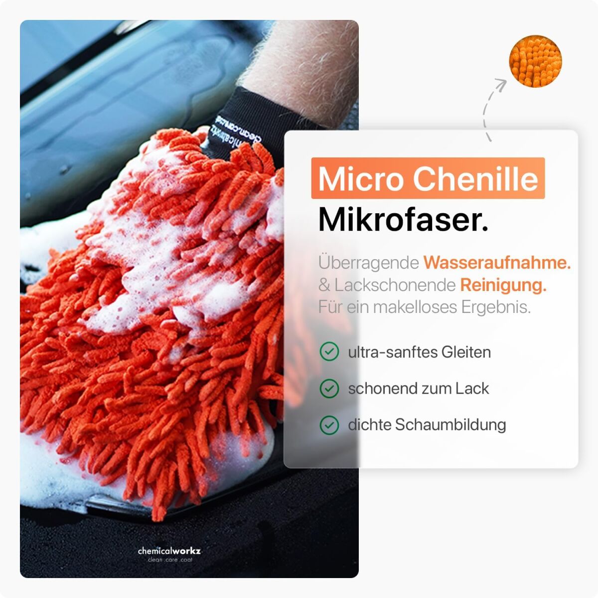 chemicalworkz Chenille Wash Mitt Orange
