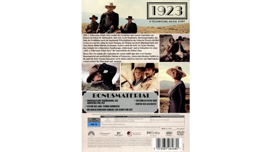 1923: A Yellowstone Origin Story - Staffel 1  [3 DVDs]
