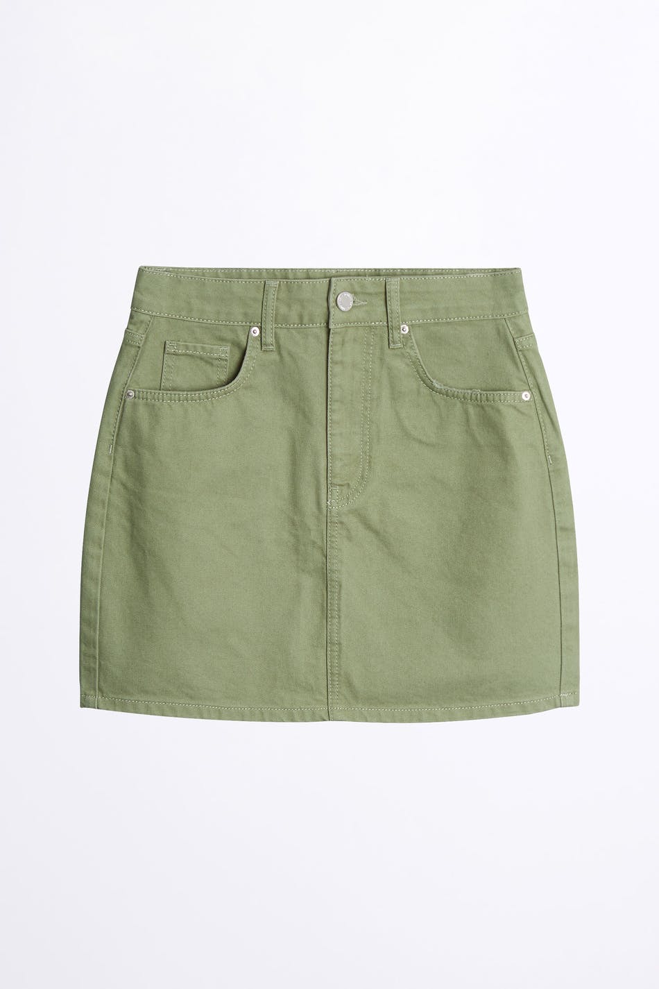 Hi-waist short denim skirt