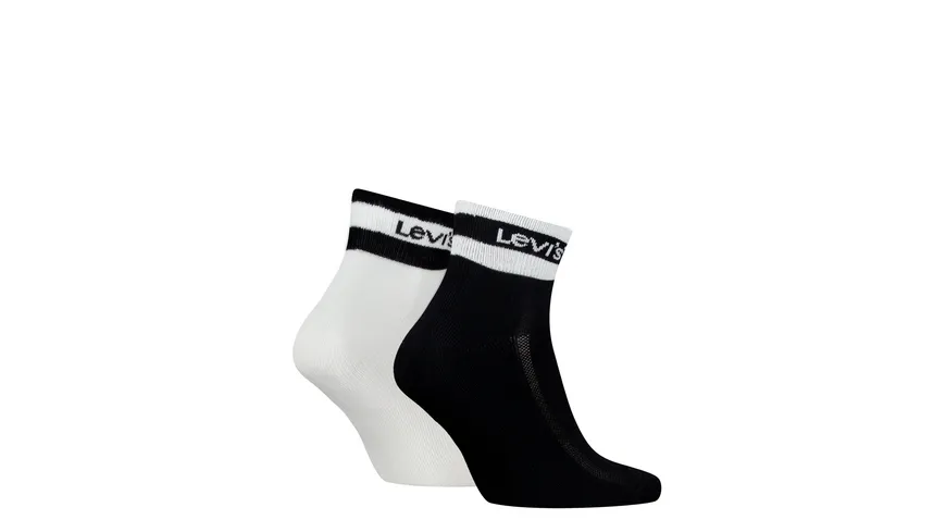 Levis Unisex Sportsocken Mid Cut Sport Stripe 2er Pack schwarz, weiß