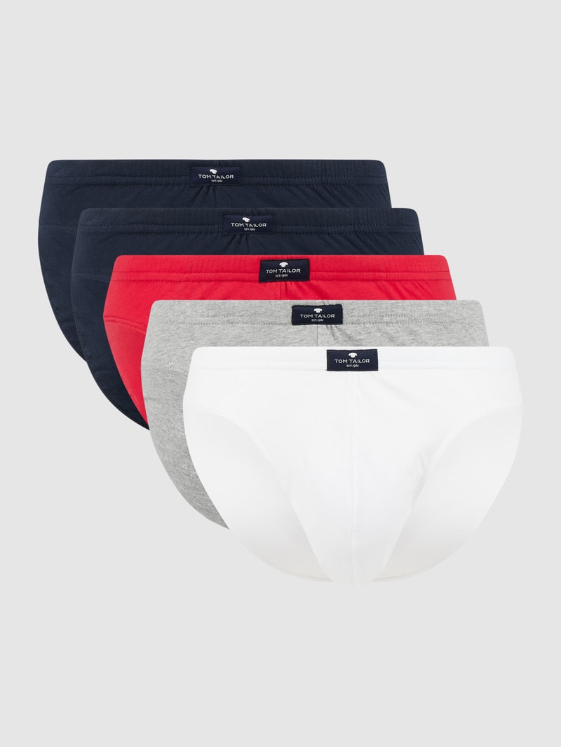 Slip aus Baumwolle im 5er-Pack in mittelgrau meliert