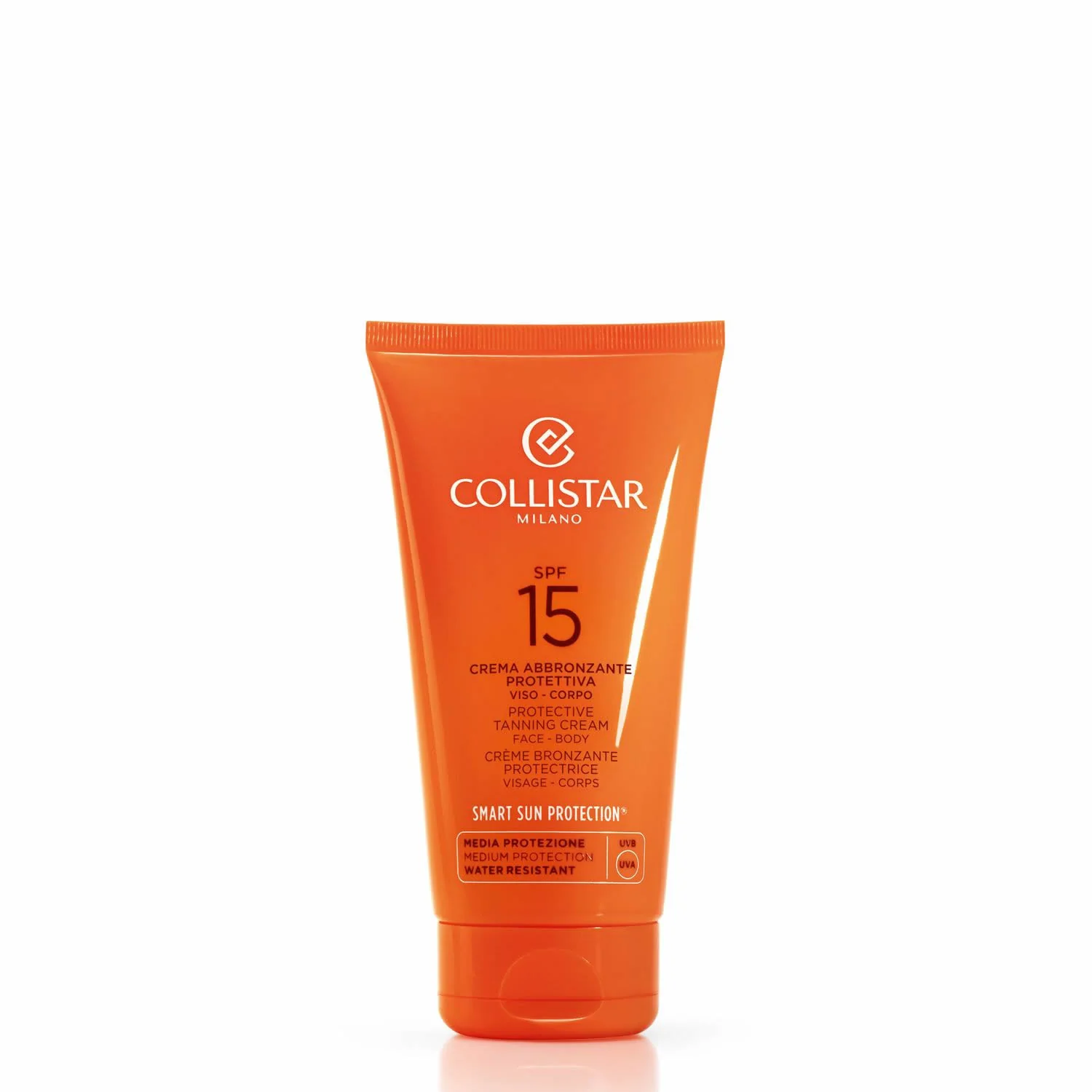Cremă bronzantă protectoare SPF15 - Cremă de protecție solară pentru corp cu protecție medie, cremă de protecție solară pentru față cu protecție medie.