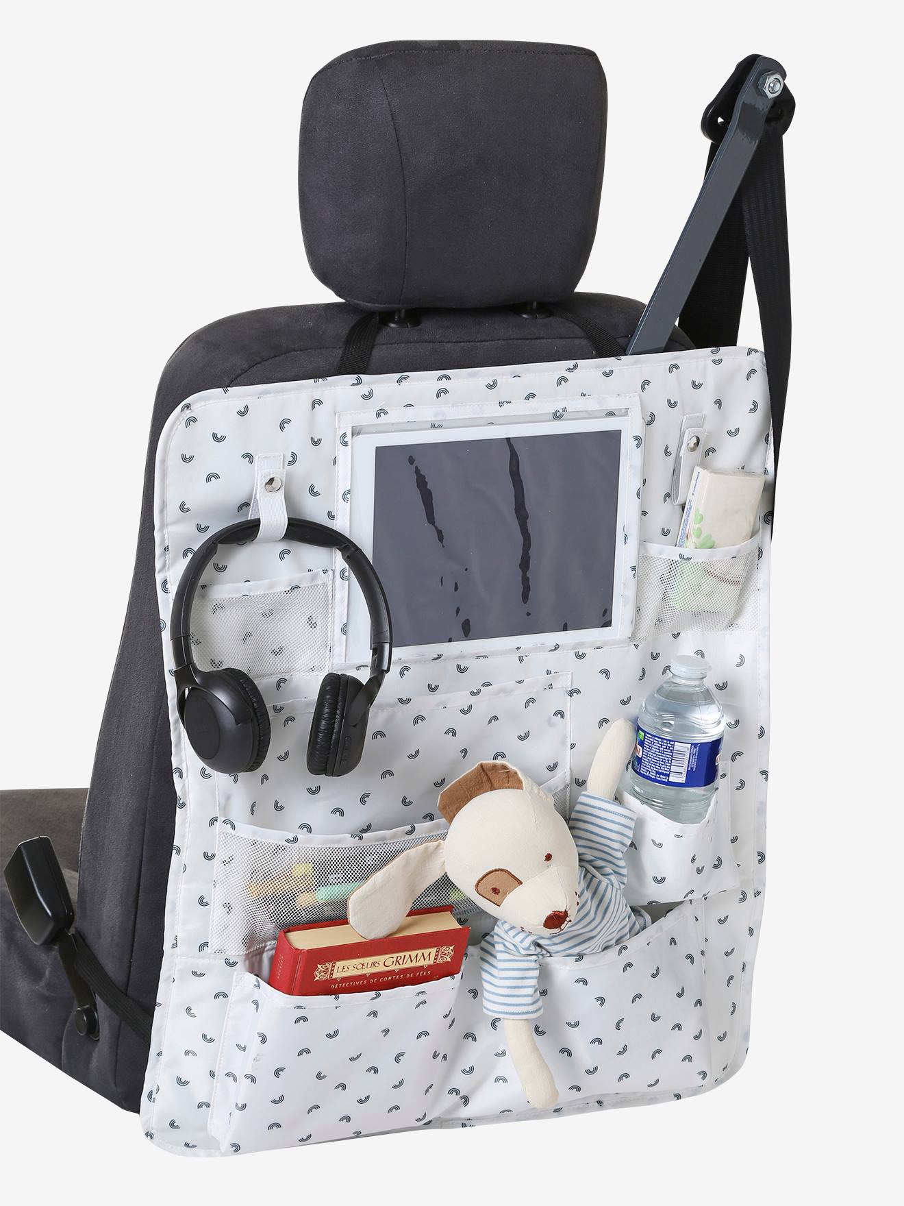 Vertbaudet Kinder Auto-Organizer FASHION ROLL - wollweiß regenbogen
