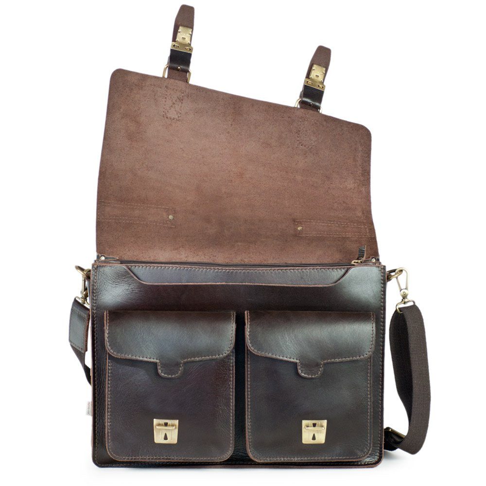 Jahn-Tasche Aktentasche Naturleder Lehrertasche, Anilin-Leder Braun Jahn-Tasche 420-anilin